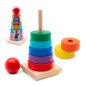JUEGO DIDACTICO DE ANILLOS MADERA DE 8 COLORES